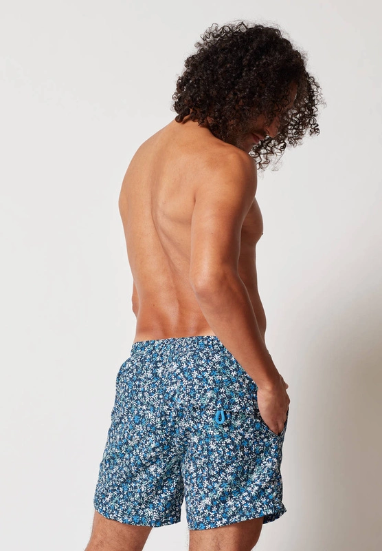 Men&#39;s blue Skiny patterned swimming shorts 080614